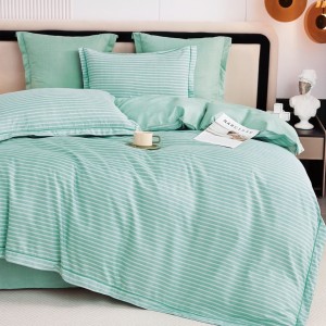 Lenjerie de Pat Dublu, Super Premium,  Finet Ranforsat – Set Exclusivist 6 Piese, Ambalat în Cutie de Lux, Aqua, uni