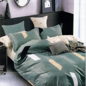 Lenjerie pat dublu, FINET, 6 piese, Verde, abstract Lenjerie pat dublu, FINET, 6 piese, Verde, abstract