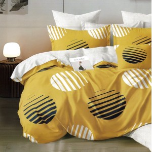 Lenjerie pat dublu,  FINET, 6 piese, Galben, cercuri
