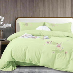 Lenjerie pat dublu, Finet All Season Deluxe cu BRODERIE, 4 piese, Vernil