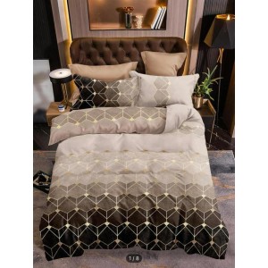 Lenjerie pat dublu,  FINET, 6 piese, Maro, forme geometrice