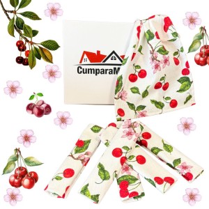 Set de 6 Prosoape Waffle, 30x50cm, pentru Bucatarie, Bumbac 100% Gofre, Atelier CumparaMisim, Alb, Rosu, flori de cires si cirese Set de 6 Prosoape Waffle, 30x50cm, pentru Bucatarie, Bumbac 100% Gofre, Atelier CumparaMisim, Alb, Rosu, flori de cires si cirese