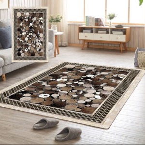 Covor Antiderapant, Design Cercuri, 120x180cm, Maro/Crem