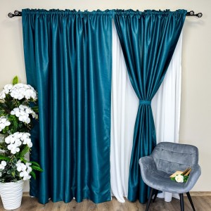 Set 2 Draperii Blackout CLASS Satinata cu fir fin de sclipici - 2m latime x 2.45m inaltime x Tiv lat, Turquoise - CR10 Set 2 Draperii Blackout CLASS Satinata cu fir fin de sclipici - 2m latime x 2.45m inaltime x Tiv lat, Turquoise - CR10