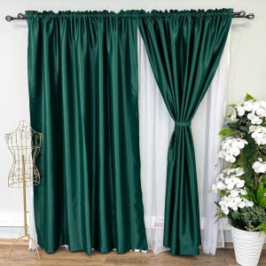 Set 2 Draperie Blackout CLASS Satinata cu fir fin de sclipici - 200cm x 245cm ,Tiv lat , Verde Smarald - CR14
