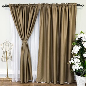 Draperie Blackout CLASS Satinata cu fir fin de sclipici, 140cm latime x 260cm înălțime, cu TIV LAT, Cappuccino intens - CR22