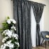 Set 2 Draperii Catifea Asama cu insertii aurii - 2m latime x 2.50m inaltime x Tiv lat, Gri inchis - V14 [5]