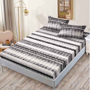 Cearsaf cu elastic, FINET, 160x200cm, 2 fete de perne 50x70cm, Gri, abstract