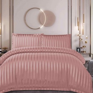 Lenjerie de Pat Dublu, HoReCa, 4 Piese din Damasc Finetat - Lux, Confort și Întreținere Ușoară, Fără Călcare, Roz ars