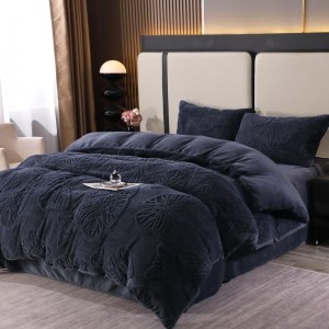 Lenjerie de Pat Dublu, Cocolino Ultra Pufoasă, 4 piese, cu Fluturi 3D – Somn Regal în Confort Absolut, Bleumarin inchis, fluturi