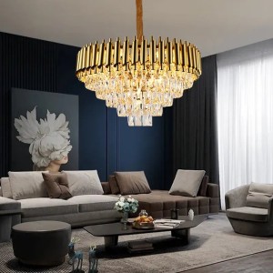 Candelabru RFAN, Model S89001/500, Textura Cristal, Metal, 8 X E27, Auriu