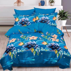 Lenjerie pat dublu, 6 PIESE, IMPRIMEU 3D Multiplicat, Microfibra, Albastru, flori Lenjerie pat dublu, 6 PIESE, IMPRIMEU 3D Multiplicat, Microfibra, Albastru, flori