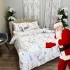 Set Lenjerie Pat Dublu Crăciun 4 Piese + 2 Draperii 150x235cm din Bumbac Satin DELUXE – Confort și Eleganță, Fabricat în România, Alb, Multicolor Pastel, reni, fulgi de nea, brazi [7]
