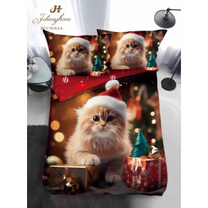 Lenjerie pat 1 PERSOANA, BUMBAC FINET, 4 piese, Identică cu Poza, Craciun, Bej, Roșu, pisicuta Lenjerie pat 1 PERSOANA, BUMBAC FINET, 4 piese, Identică cu Poza, Craciun, Bej, Roșu, pisicuta