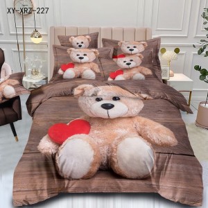 Lenjerie de Pat Dublu,  Finet, 6 piese, Imprimeu 3D Digital Realist, Exact ca în Poză – Culori Durabile, Vopsea Skin-Friendly și Întreținere Ușoară, Maro, ursuleti