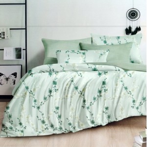 Lenjerie pat dublu,  FINET, 6 piese, Vernil, flori