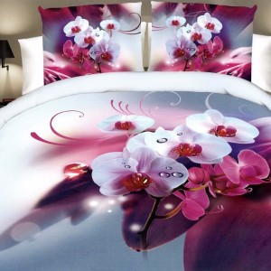 Lenjerie pat dublu, 4 piese, IMPRIMEU 3D Multiplicat Multiplicat, Microfibra, Roz, orhidee Lenjerie pat dublu, 4 piese, IMPRIMEU 3D Multiplicat Multiplicat, Microfibra, Roz, orhidee
