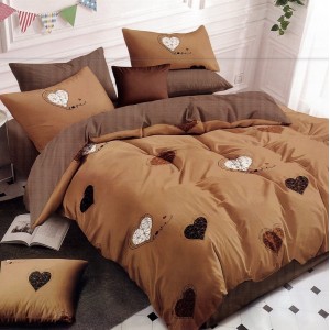 Lenjerie pat dublu, FINET, 6 piese, Maro, inimioare Lenjerie pat dublu, FINET, 6 piese, Maro, inimioare