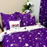 Lenjerie pat dublu,  FINET, 8 piese, cu 2 DRAPERII INCLUSE, Mov, Alb, ploaie de stele [6]