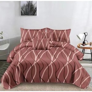 Lenjerie pentru Pat Dublu, Cocolino Premium, 4 Piese – Plușată, Groasă, și Călduroasă, Ideală pentru Iarnă –  Confort Maxim, Antișifonare, Roz prafuit, dungi