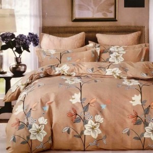 Lenjerie pat dublu, FINET, 6 piese, Maro, flori Lenjerie pat dublu, FINET, 6 piese, Maro, flori