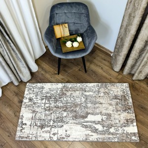 Covor Modern, Elegant, 80x300cm, gros si pufos, SHINNY V3, Bej/Gri/Alb