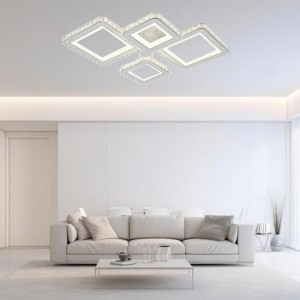 Lustra LED RFAN, Model R9002/2+2, Cu Telecomanda, 3 Tipuri De Lumina, Intensitate Reglabila, 160W, Alb