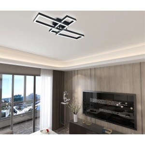 Lustra LED RFAN, Model FX60279-3S, Cu Telecomanda, 3 Tipuri De Lumina, Intensitate Reglabila, 50W, Negru