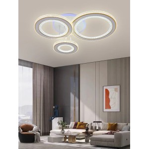 Lustra LED RFAN, Model R9134/1+1+1C, Cu Telecomanda, 3 Tipuri De Lumina Plus Lumina RGB, Intensitate Reglabila, 59W, Alb/Auriu
