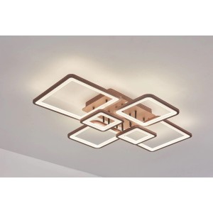 Lustra LED RFAN, Model K002-6 CF, Cu Telecomanda, 3 Tipuri De Lumina, Intensitate Reglabila, 228W, Maro