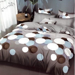 Lenjerie pat dublu,  FINET, 6 piese, Gri, cercuri