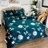 Lenjerie pat dublu, Super Pufoasa COCOLINO, 4 piese, cu ELASTIC, Albastru petrol, flori [6]
