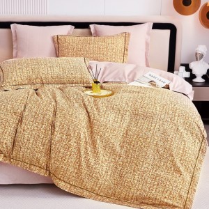 Lenjerie de Pat Dublu, Super Premium,  Finet Ranforsat – Set Exclusivist 6 Piese, Ambalat în Cutie de Lux, Bej, Roz, uni