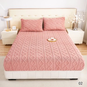 Cearșaf cu Elastic Cocolino 180x200x25 cm – Set cu 2 Fețe de Pernă, Model Tricotat, Gros și Pufos, Calitate Premium pentru Confort și Eleganță, Roz