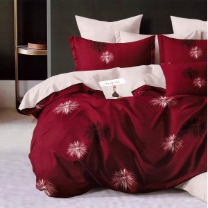 Lenjerie pat dublu,  FINET, 6 piese, Rosu