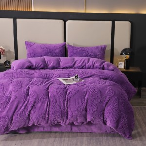 Lenjerie de Pat Dublu, Cocolino Ultra Pufoasă, 4 piese, cu Fluturi 3D – Somn Regal în Confort Absolut, Mov, fluturi