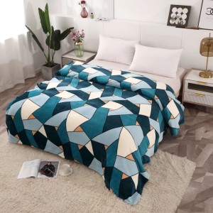 Patura pufoasa cocolino 200x230cm, 240g/mp, Turquoise, forme geometrice