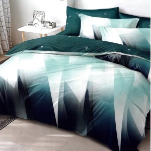 Lenjerie pat dublu,  FINET, 6 piese, Verde, abstract