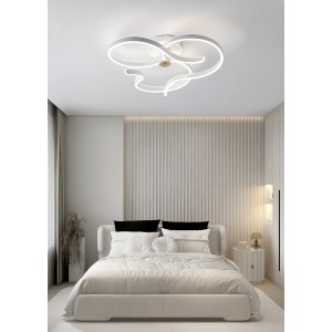 Lustra LED RFAN, Model T9872, Cu Telecomanda, 3 Tipuri De Lumina, Intensitate Reglabila, 360W, Alb/Auriu