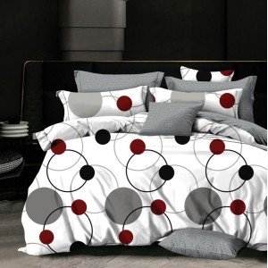 Lenjerie pat dublu,  FINET, 6 piese, Gri, cercuri
