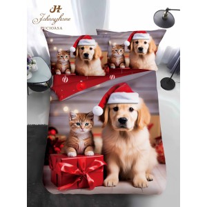 Lenjerie pat 1 PERSOANA, BUMBAC FINET, 4 piese, Identică cu Poza, Craciun, Gri, Roșu, pisica, cățel, golden retriever Lenjerie pat 1 PERSOANA, BUMBAC FINET, 4 piese, Identică cu Poza, Craciun, Gri, Roșu, pisica, cățel, golden retriever