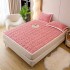 Topper Cocolino Matlasat 160x200cm cu Elastic pe colturi și Două Fețe de Pernă 50x70cm, model Tricotat in Relief, cu bordura contrastanta, Roz [5]