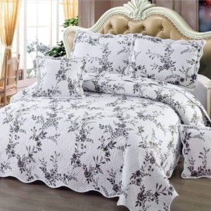 Cuvertură Pat Dublu, 5 Piese, Bumbac 100% Imprimat – Calitate Premium, Exact ca în Poză, cu Imprimeu Durabil, Alb, Gri, flori Cuvertură Pat Dublu, 5 Piese, Bumbac 100% Imprimat – Calitate Premium, Exact ca în Poză, cu Imprimeu Durabil, Alb, Gri, flori