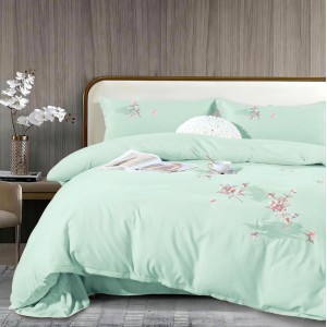 Lenjerie pat dublu, Finet All Season Deluxe cu BRODERIE, 4 piese, Aqua