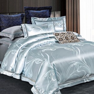 Lenjerie de Pat Dublu, Jacquard Premium Satinat, Set 6 Piese, Calitate Superioară, Luciu Elegant și Confort Desăvârșit, Bleu Lenjerie de Pat Dublu, Jacquard Premium Satinat, Set 6 Piese, Calitate Superioară, Luciu Elegant și Confort Desăvârșit, Bleu