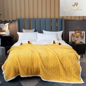 Patura CoCoLiNo tip Tricotaj cu blanita, 200x230cm, Galben