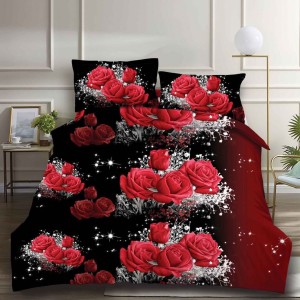 Lenjerie pat dublu, 4 piese, IMPRIMEU 3D Multiplicat Multiplicat, Microfibra, Rosu-Negru, trandafiri Lenjerie pat dublu, 4 piese, IMPRIMEU 3D Multiplicat Multiplicat, Microfibra, Rosu-Negru, trandafiri