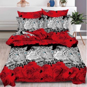 Lenjerie pat dublu, 6 PIESE, IMPRIMEU 3D Multiplicat, Microfibra, Gri-Rosu, leoparzi, trandafiri Lenjerie pat dublu, 6 PIESE, IMPRIMEU 3D Multiplicat, Microfibra, Gri-Rosu, leoparzi, trandafiri