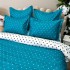 Lenjerie pat dublu,  FINET, 8 piese, cu 2 DRAPERII INCLUSE, Turquoise, Alb, stelute [9]