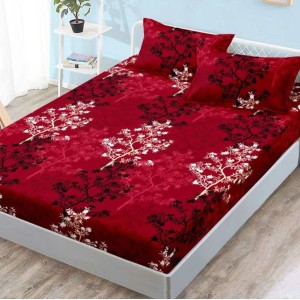 Cearsaf cu elastic, FINET, 180x200cm, 2 fete de perne 50x70cm, Grena, crengute